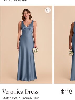 Veronica Matte Satin Dress in French Blue Birdy Grey Size Small